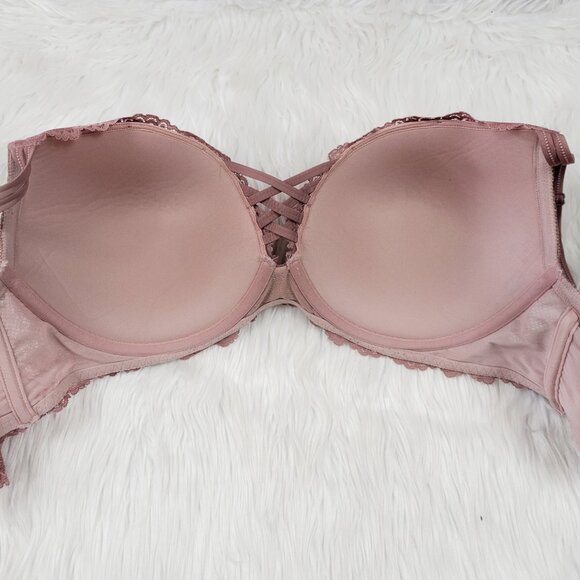Torrid Curve Pink Lace Bra Size 46B Push Up Plunge Adjustable Women's Wired - Picture 5 of 10